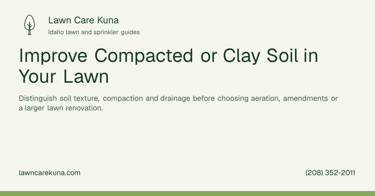 Lawn Care Kuna branded graphic: Improve Compacted or Clay Soil in Your Lawn.