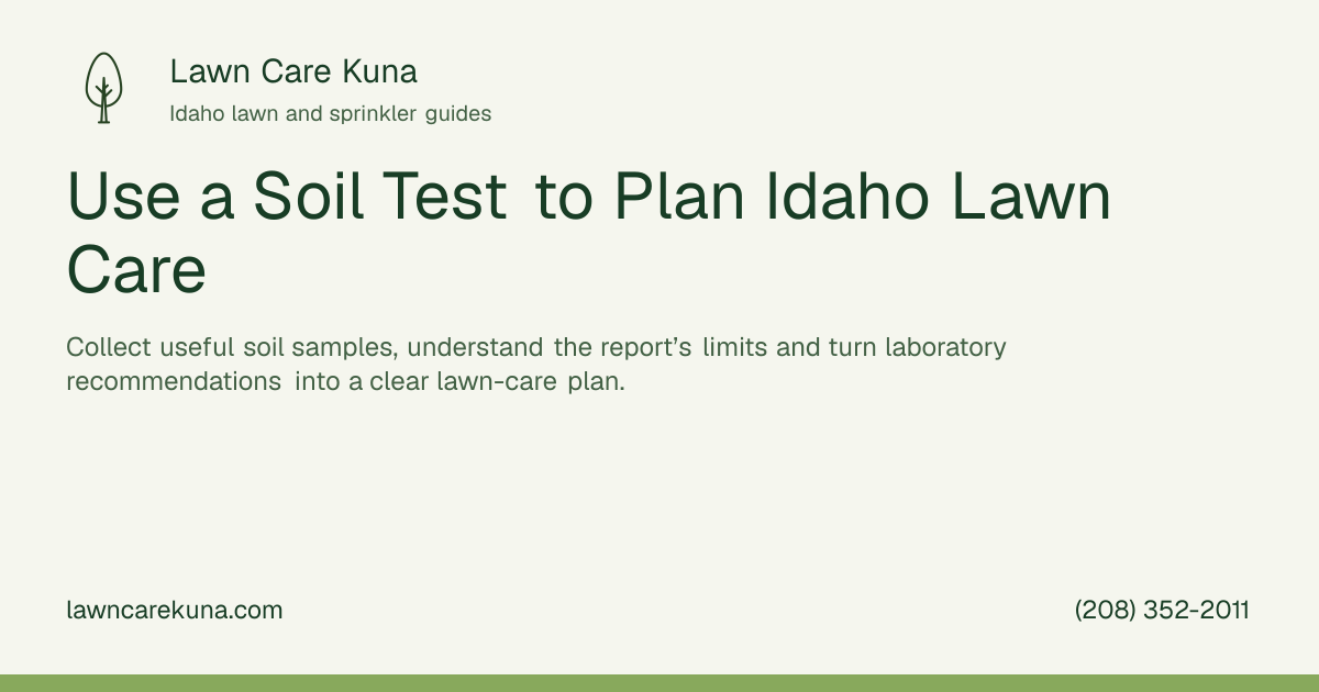 Lawn Care Kuna branded graphic: Use a Soil Test to Plan Idaho Lawn Care.