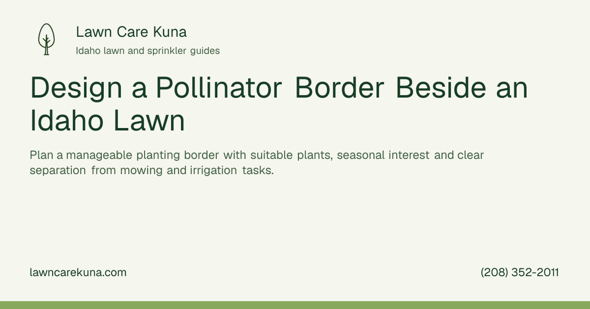 Lawn Care Kuna branded graphic: Design a Pollinator Border Beside an Idaho Lawn.