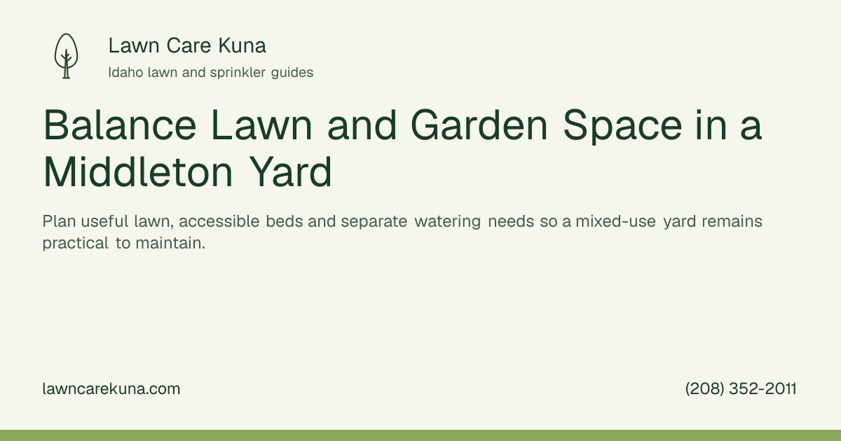 Lawn Care Kuna branded graphic: Balance Lawn and Garden Space in a Middleton Yard.
