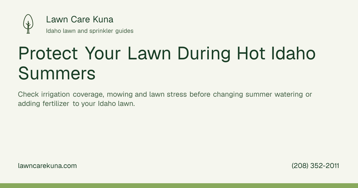 Lawn Care Kuna branded graphic: Protect Your Lawn During Hot Idaho Summers.