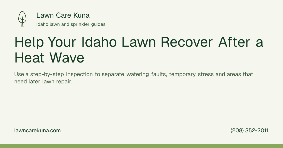 Lawn Care Kuna branded graphic: Help Your Idaho Lawn Recover After a Heat Wave.