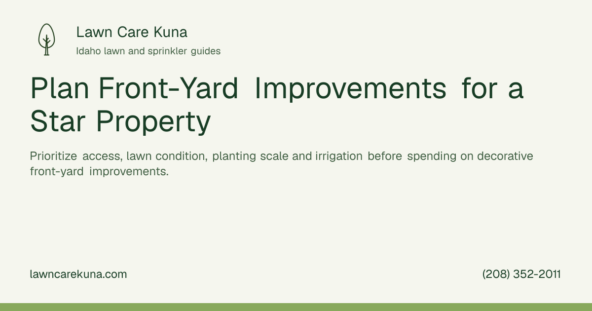 Lawn Care Kuna branded graphic: Plan Front-Yard Improvements for a Star Property.
