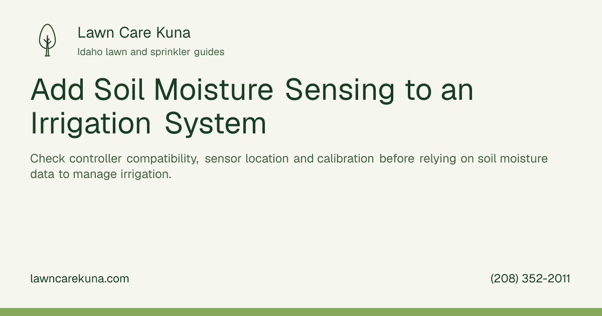 Lawn Care Kuna branded graphic: Add Soil Moisture Sensing to an Irrigation System.