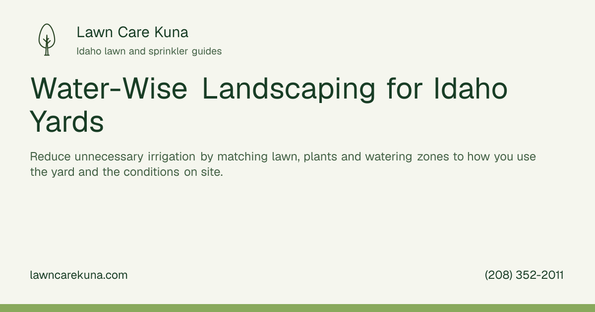 Lawn Care Kuna branded graphic: Water-Wise Landscaping for Idaho Yards.